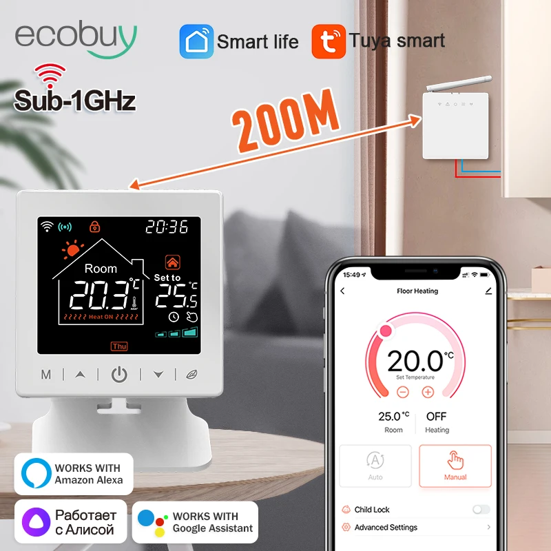 Tuya Smart Wifi Kessel Thermostat Drahtlose Kombi Batterie Wifi Thermostat Für Gas Kessel Temperatur Controller Hause Assistent Image