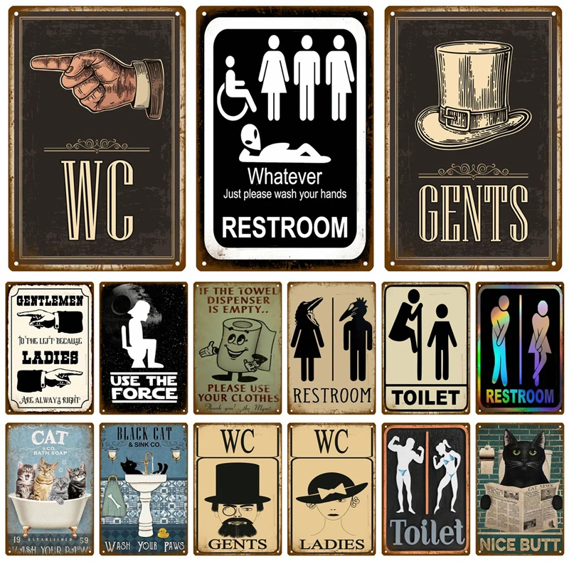 Vintage Metallschild Home Funny Decor Toilette Blechschild WC Toilette Toiletten Wandkunst Badezimmer Toilette Toilette Wanddekoration Pub