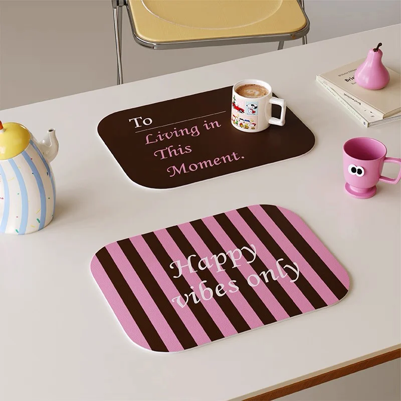 Koreanische Nette Hitzebeständige Tischset Öl-Beweis Wasserdichte PU Leder INS Mädchen Esszimmer Tisch Matte Küche Geschirr Bistro Bar Image