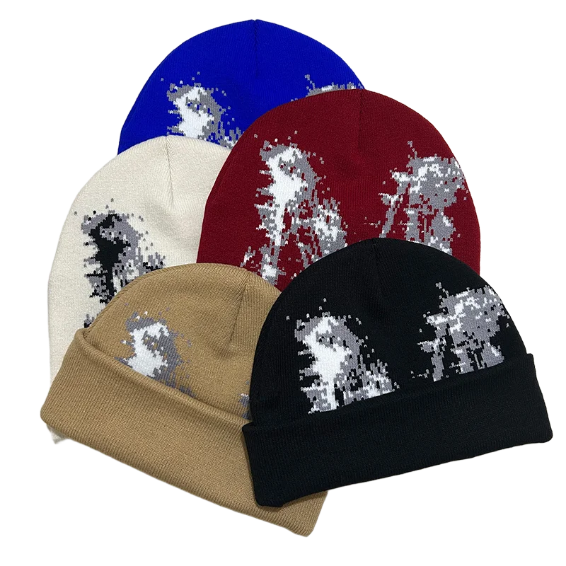 Y2K 'M' Strickmütze mit Buchstaben, Unisex-Winter-Schädelmütze für Outdoor-Street-Hip-Hop-Mode
