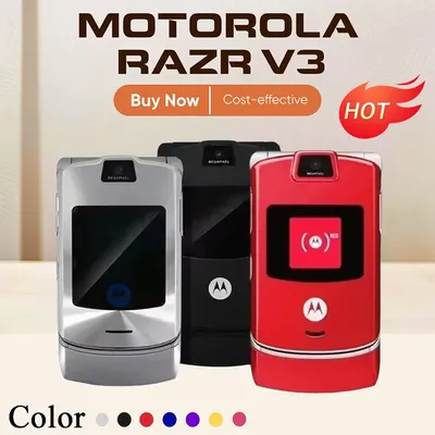 Motorola Razr V3 Original Unlocked Flip Bluetooth Double Telephone Advanced Screen Called Quick GSM 850/ 900/ 1800 /1900