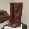 Eilyken Herbst Winter Design Spitz Frauen Kniehohe Stiefel Damen Schuhe Keile Heels Moderne Lange Booties Largas Mujer