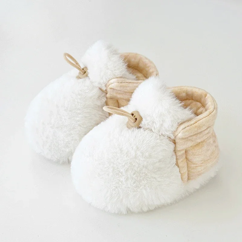 Winter-Babyschuhe für 6–12 Monate, rutschfeste Stiefeletten mit weicher Sohle, Anti-Drop-Fuzzy-Socken, Lauflernschuhe für 0–1 Jahre