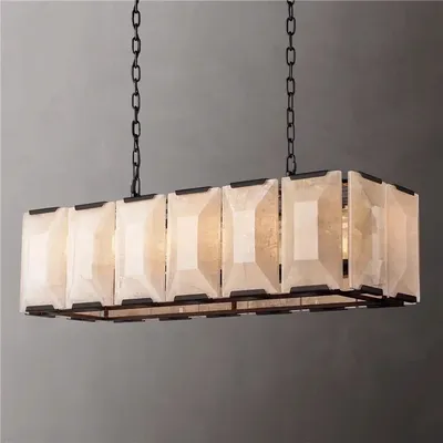 All Copper Natural Marble Pendant Lamp, Postmodern Bedroom Dining Room Model Room Lamp, Marble Lamp, LED Lighting Furniture