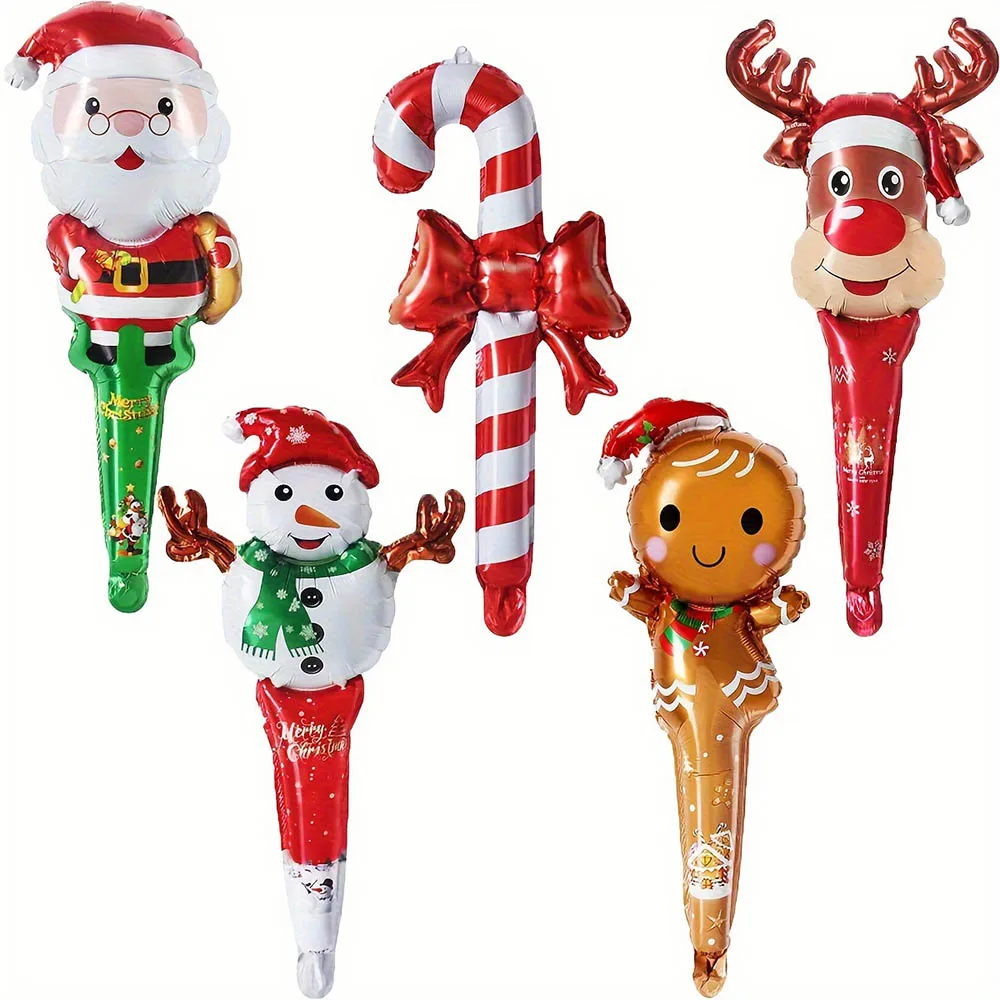 30/20/10Pcs Weihnachten Folienballons für Weihnachtsdekoration Weihnachtsmann Krücke Elch Schneemann Handheld Strike Ballon Weihnachtsgeschenk Image