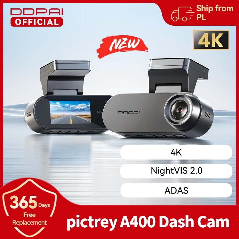 2025 Neue DDPAI A400 4K Dash Cam Integrierte ADAS WiFi Unterstützung 24H Parkplatz Monitor 1,9 "IPS Bildschirm Auto DVR Nachtsicht Dashcam Image