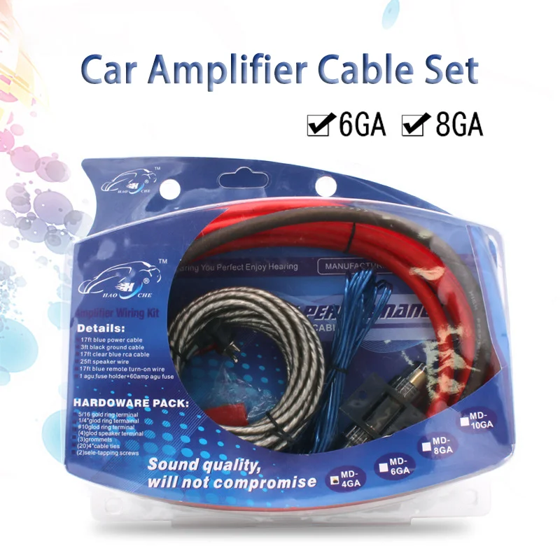 6/8GA Auto Verstärker Kabel Set 60AMP Subwoofer Stromkabel AMP Verdrahtung Sicherung Draht Installation Kabel Kit Fahrzeug Modifikation Teile Image