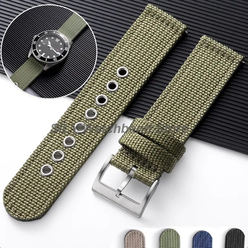 für Seiko für Samsung Galaxy Watch 42 46 mm Nylon-Canvas-Riemen, gewebtes Canvas-Stoff-Uhrenarmband, Militär-Sportarmbänder, Armband Image