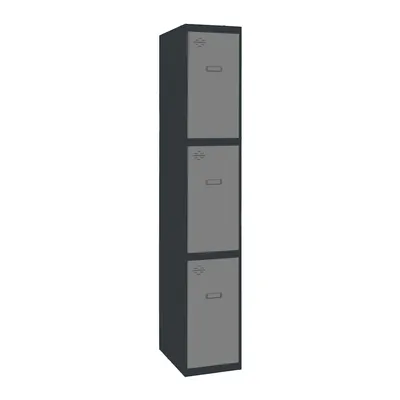 PROREGAL Spind AMEGO | HxBxT 180x40x50cm | 3 Abteile | Grundmodul | Anthrazit-Grau | Schließfach Garderobe Image