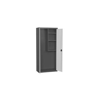 PROREGAL Putzmittelschrank AMEGO | HxBxT 180x60x40cm | 3x Fachboden | Weiß-Anthrazit | Metallschrank Haushaltsschrank Image
