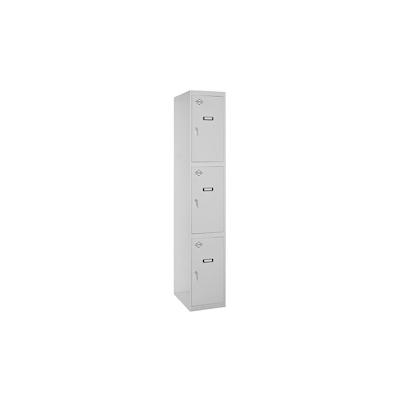 PROREGAL Spind AMEGO | HxBxT 180x40x50cm | 3 Abteile | Grundmodul | Grau-Grau | Schließfach Garderobe Image