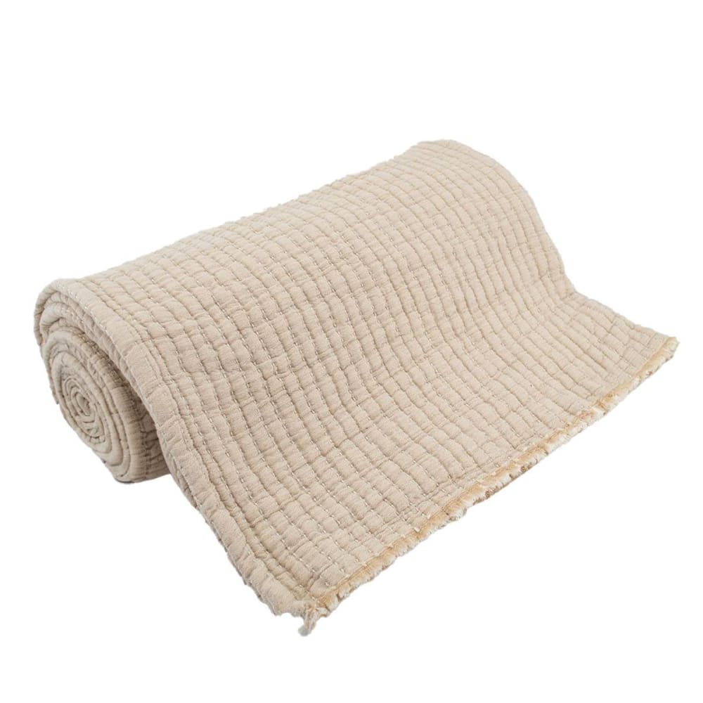 Dessus de lit matelassé coton lavé 230 x 250 cm latte