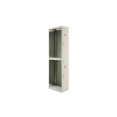 PROREGAL Spind AMEGO | HxBxT 180x40x50cm | 2 Abteile | Anbaumodul | Grau-Grau | Schließfach Garderobe Image