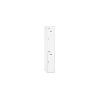 PROREGAL Spind AMEGO | HxBxT 180x40x50cm | 2 Abteile | Grundmodul | Weiß-Weiß | Schließfach Garderobe Image