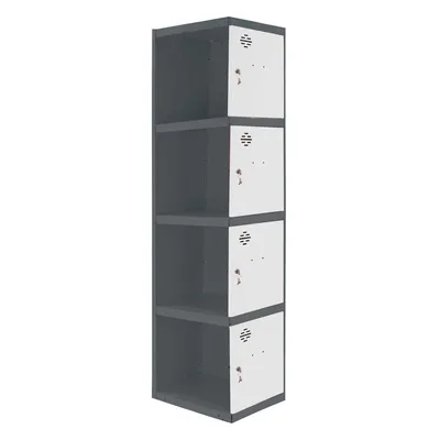 PROREGAL Spind AMEGO | HxBxT 180x30x50cm | 4 Abteile | Anbaumodul | Anthrazit-Weiß | Schließfach Garderobe Image