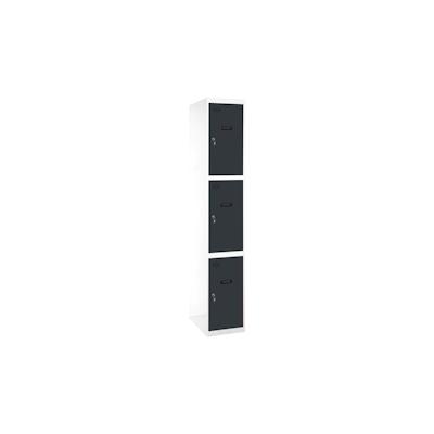 PROREGAL Spind AMEGO | HxBxT 180x30x50cm | 3 Abteile | Grundmodul | Weiß-Anthrazit | Schließfach Garderobe Image