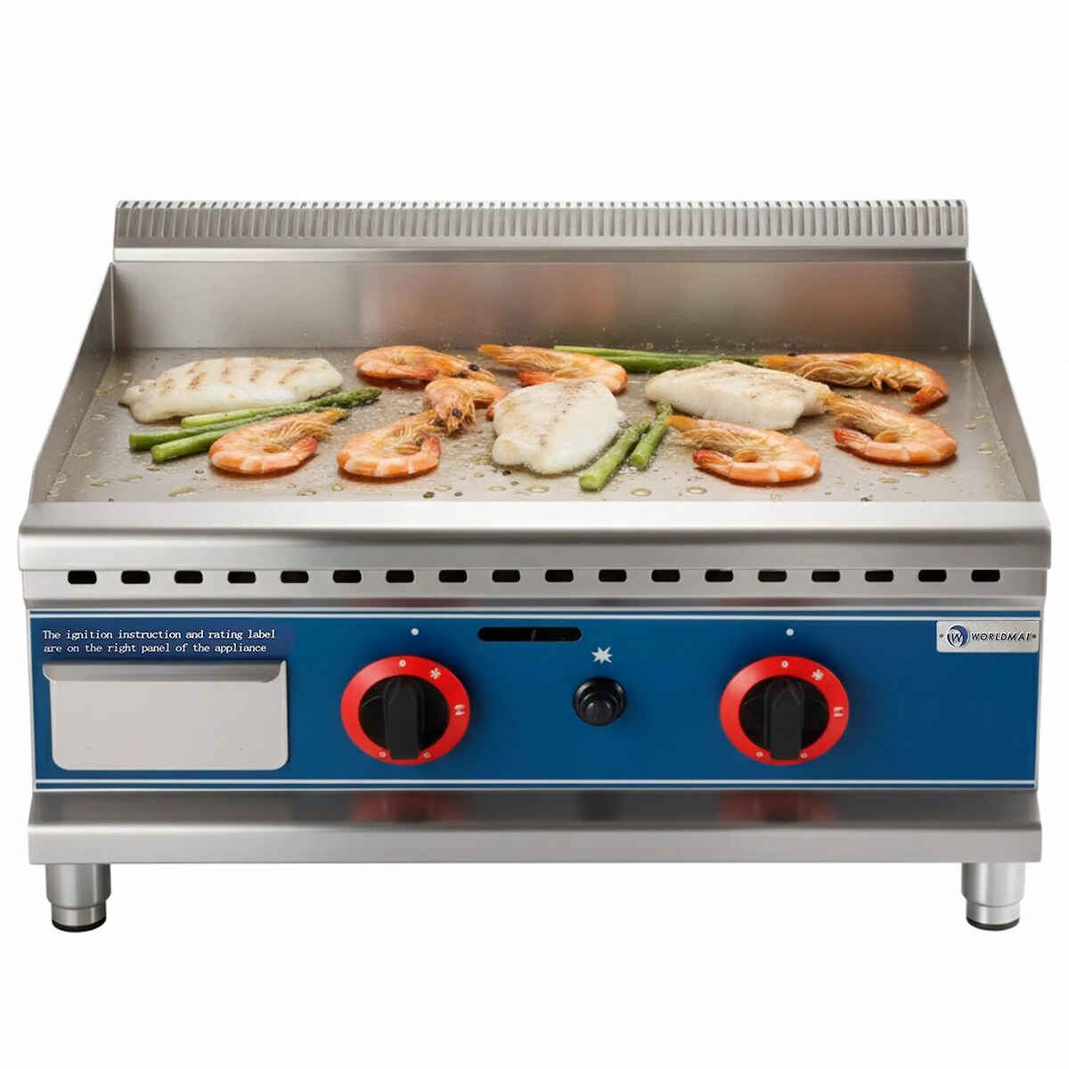 Gas-Tischbratplatte aus Hartchrom 60 cm WORLDMAI für die Gastronomie. Grillplatte für Bar- und Restaurantküchen. Image