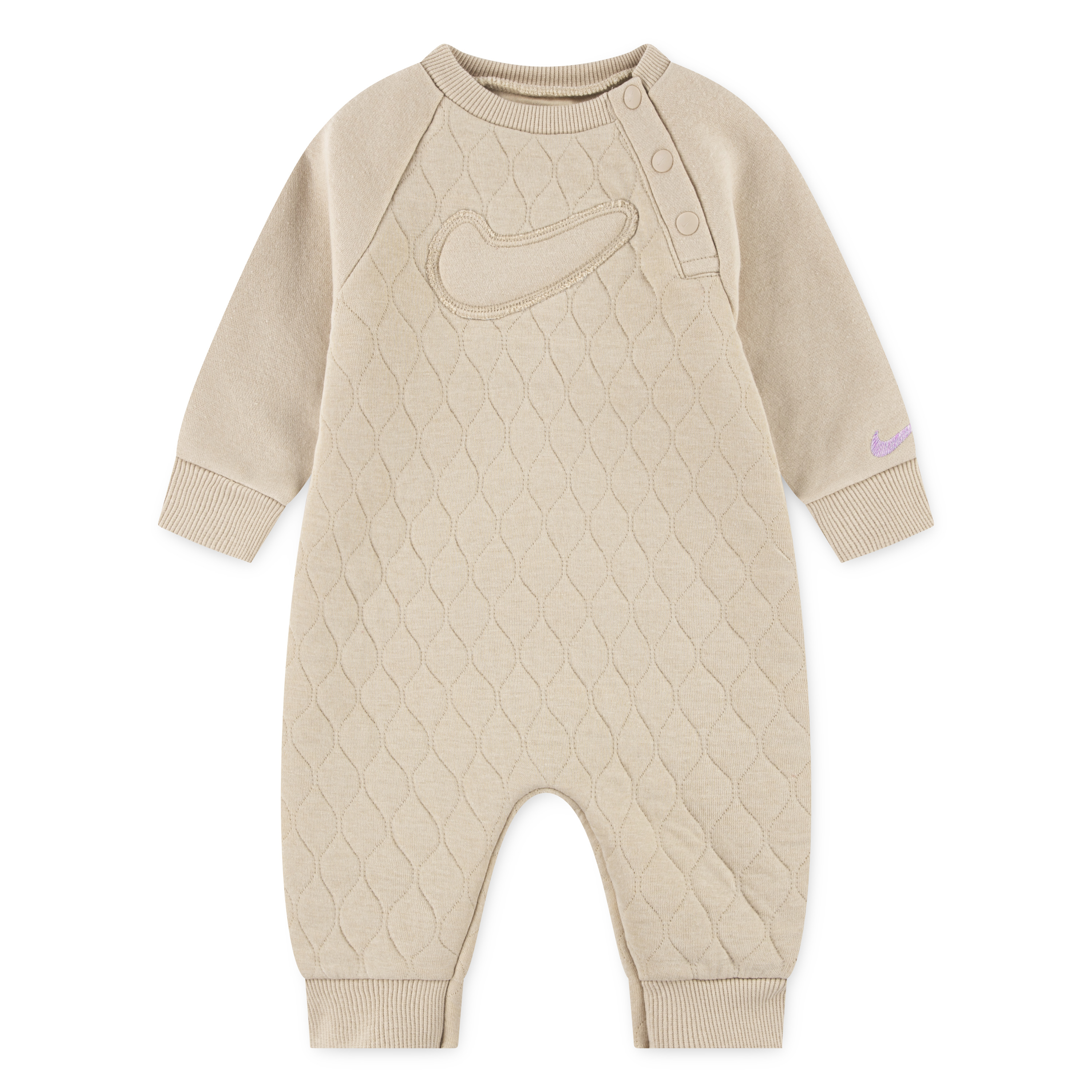 Strampler NIKE SPORTSWEAR "NKN READYSET COVERALL", Jungen, Gr. 56, sanddrift, Obermaterial: 52% Polyester, 48% Baumwolle. Ärmel: 60% Baumwolle, 40% Polyester, Sportlich, Overalls, für Babys Image