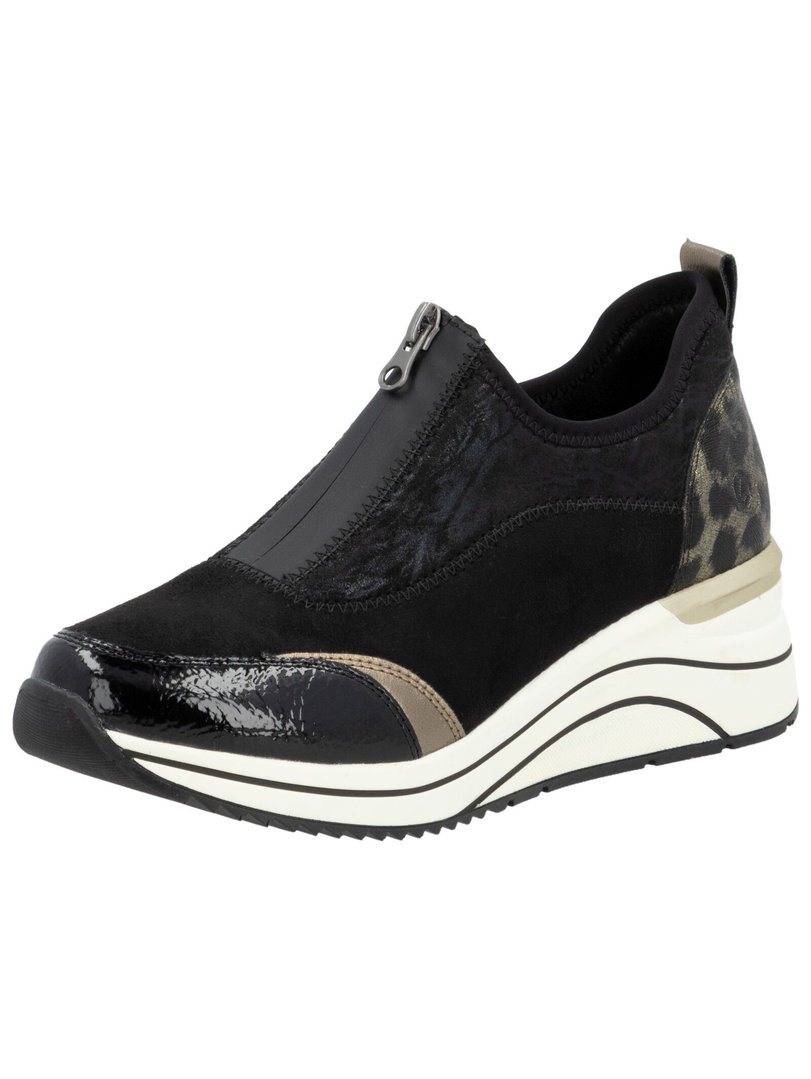 Sneaker REMONTE "Remonte Sneaker Lederimitat/Textil", Damen, Gr. 40, schwarz (schwarz kombi), Lederimitat, Textil, Schuhe