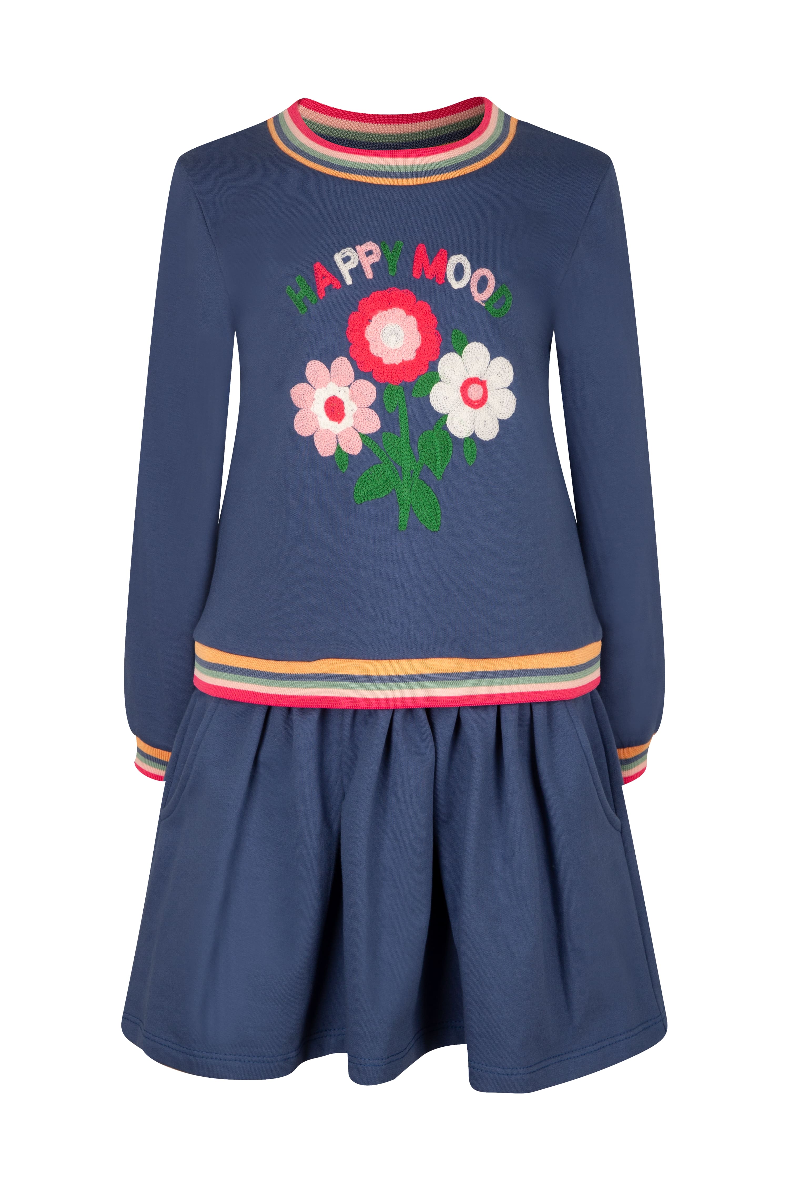 Shirtkleid HAPPY GIRLS, Mädchen, Gr. 146, N-Gr, jeans blau, Obermaterial: 100% Baumwolle, bedruckt, Casual, regular fit, Rundhals, Kleider Image