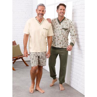 Schlafanzug GÖTTING, Herren, Gr. 58, grün (champagner, oliv, bedruckt), 100% Baumwolle, Homewear-Sets Image