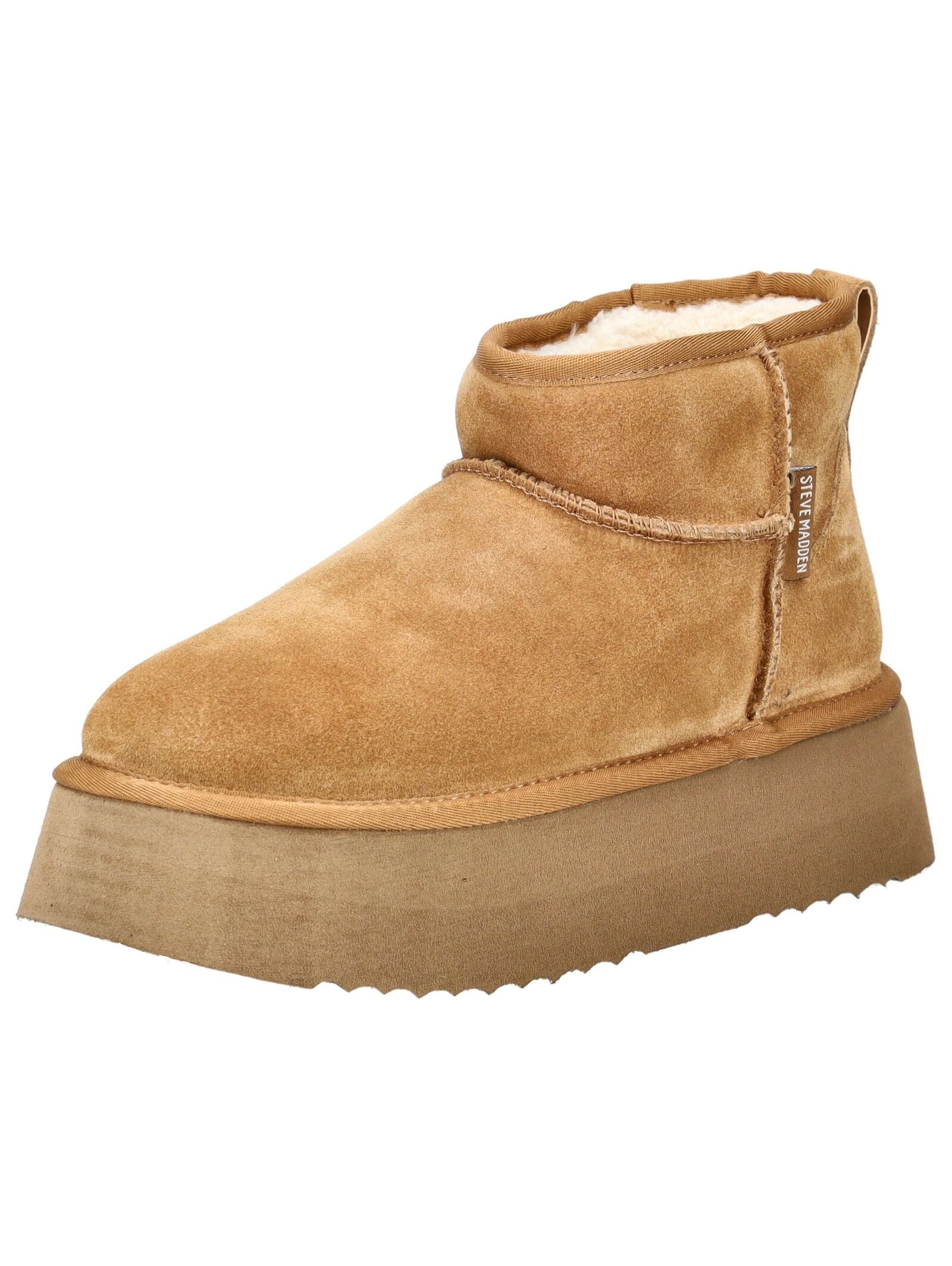 Plateaustiefelette STEVE MADDEN "STEVE MADDEN Stiefelette Veloursleder", Damen, Gr. 39, tan, Veloursleder, Schuhe