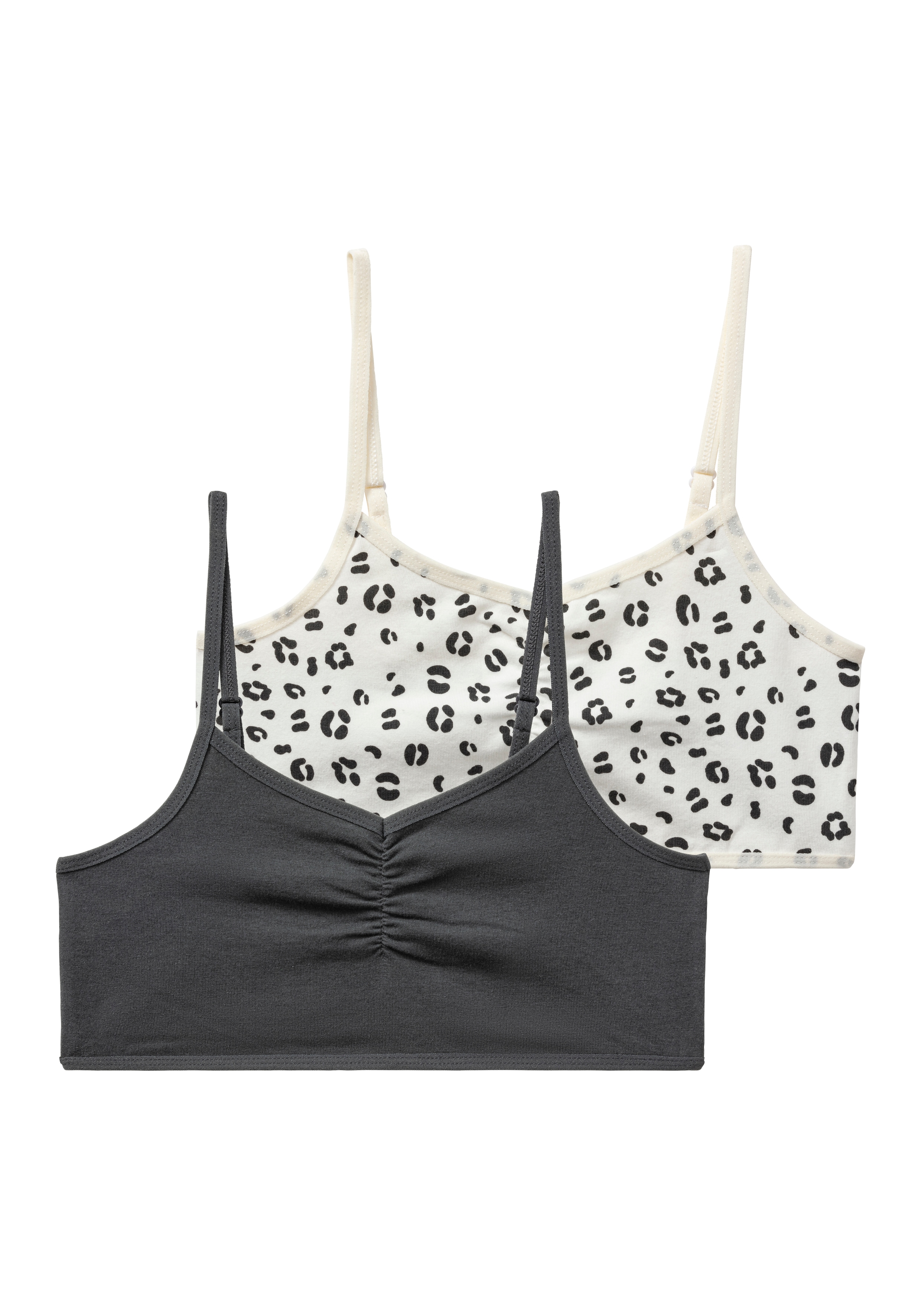 Bustier BUFFALO, Mädchen, Gr. 182, N-Gr, anthrazit, bedruckt, Jersey, Obermaterial: 92% Baumwolle, 8% Elasthan (LYCRA), bedruckt, unifarben, Basic, körpernah, BHs, mit verstellbaren Trägern, unifarben oder bedruckt Image
