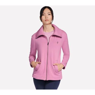 Skechers Women's GO SNUGGLE Tunic Top Full Zip Jacket | Size Large | Rose | Polyester/Cotton/Spandex