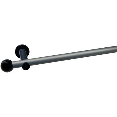Gardinenstange INDEKO "Colombes", silber (silber, schwarz), L:130cm Ø:20mm, Gardinenstangen, Komplett-Set inkl. Montagematerial Image