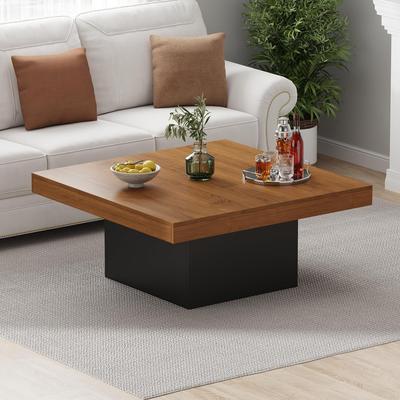 Square Coffee Table with Led Lights,Modern Coffee Tables with Plug-in 16-Color LED Lights