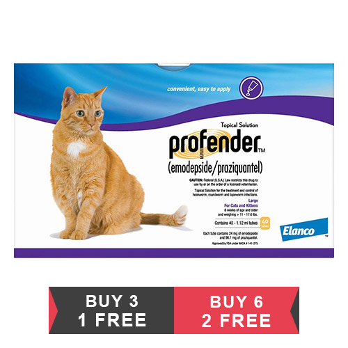 Profender Large Cats (1.12 Ml) 11-17.6 Lbs 6 Doses + 2 Doses Free