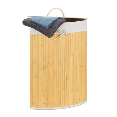 relaxdays Eckwäschekorb Bambus 60 l Creme Image