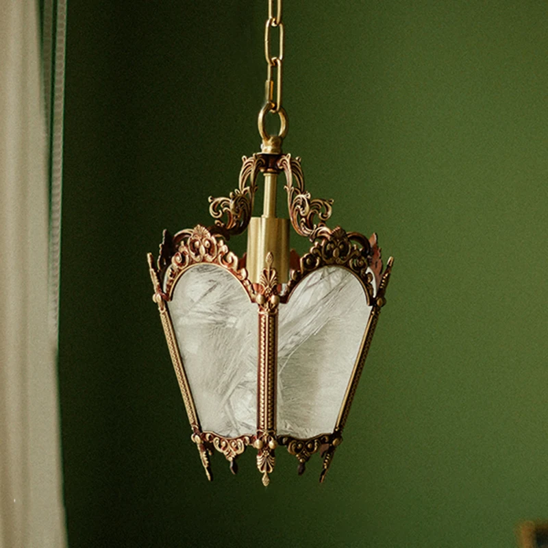 Vintage amerikanische Glas-Pendelleuchten, LED-Messing-Hängeleuchte für Schlafzimmer, Flur, Balkon, Eingangsbereich, Retro-Dekor, Hängelampe