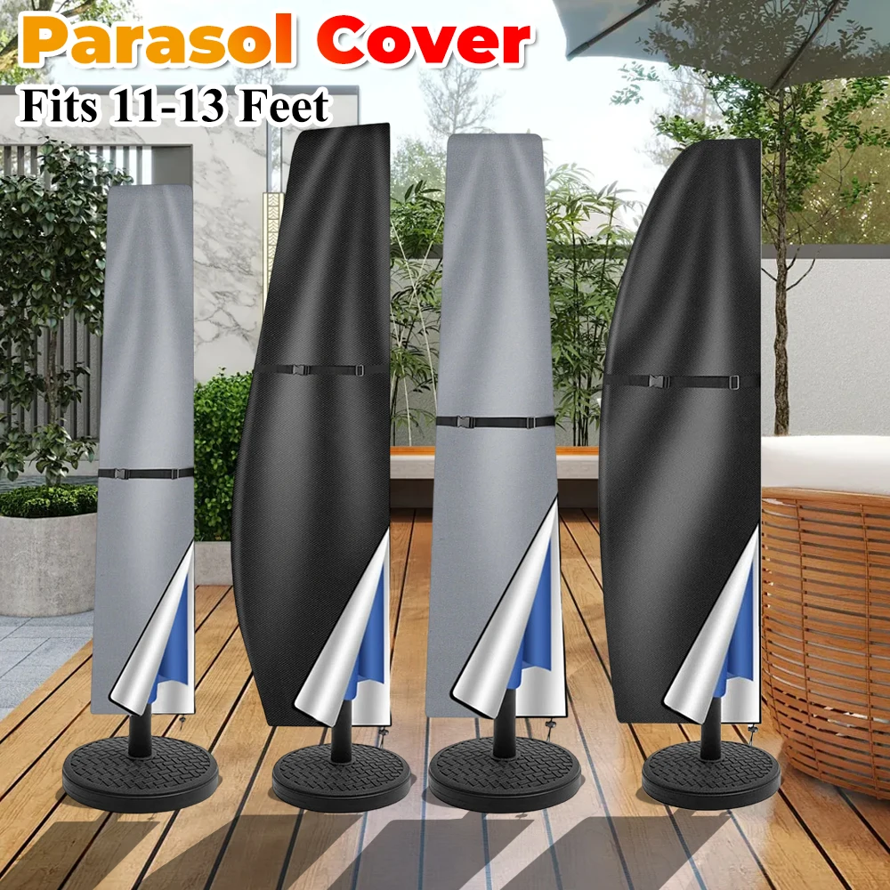 Sonnenschirm-Sonnenschirm-Abdeckung für den Außenbereich, Anti-UV-Schutzhülle, wasserdicht, Terrassenschirm-Abdeckung mit Reißverschluss, Sonnenschirm-Regenschutz Image