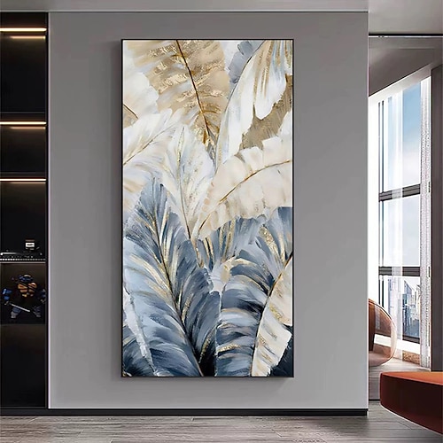 Mintura handgefertigte Bananenblatt-Landschaftsölgemälde auf Leinwand, Wandkunst, Dekoration, moderne abstrakte Bilder für die Inneneinrichtung, gerolltes, rahmenloses, ungedehntes Gemälde Image