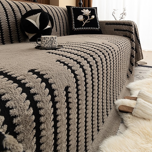 Vintage-Plüsch-Sofa-Wurfdecke vollständige Abdeckung für Couch rutschfester universeller Sofaschoner für Herbst und Winter Image