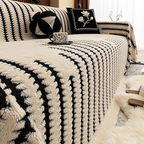 Vintage-Plüsch-Sofa-Wurfdecke vollständige Abdeckung für Couch rutschfester universeller Sofaschoner für Herbst und Winter Image