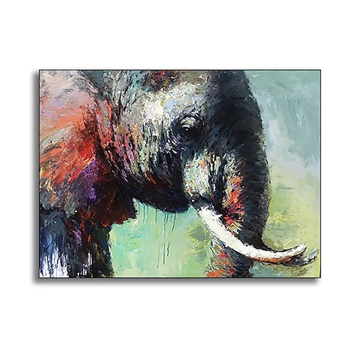 handgefertigtes Ölgemälde auf Leinwand, Wandkunst, Dekoration, modern, abstrakt, Nashorn, Tier, Elefant, für Wohnzimmer, Heimdekoration, gerollt, rahmenlos, ungedehntes Gemälde Image