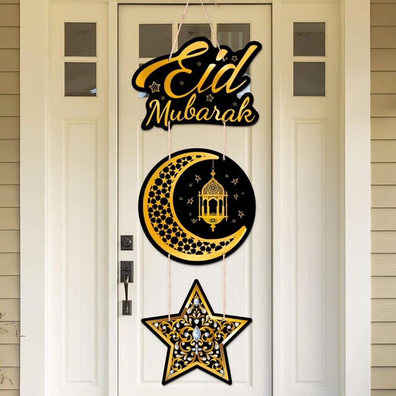 Eid Mubarak Türbehang Flagge Ramadan Kareem Dekoration 2025, Dekoration DIY Ramadan Party Supplies Islamische Heimdekorationskarte Image