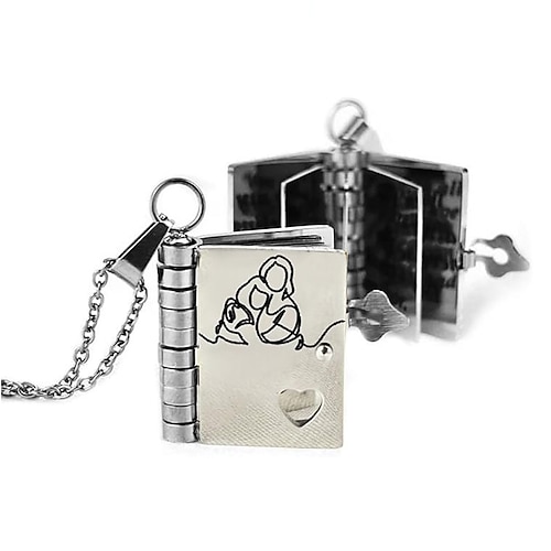 für die Enkelin die schönste Kapitelbuch-Halskette, verstellbar, meine kleinen Sternbuch-Halsketten mit 6 Seiten eingravierter Informationen, einzigartiges Geschenk von Oma Opa Image