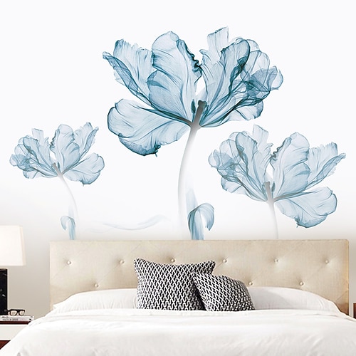Blumen-Wandaufkleber-Tapete, selbstklebend, abnehmbar, Wandbild für Schlafzimmer, Wohnzimmer, Sofa, Hintergrund, chinesischer Stil, kreative Vinyl-Kunst, Dekoration, Inneneinrichtung Image