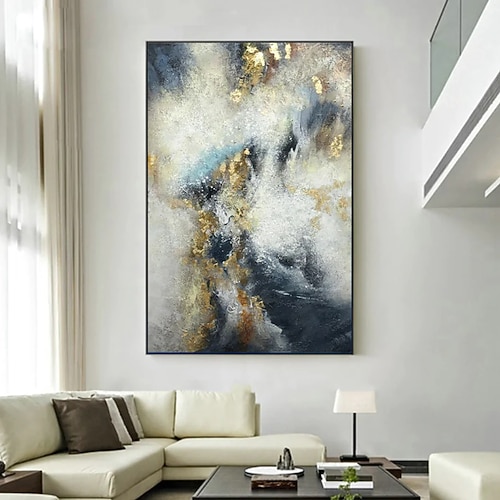 Wandkunst dekorative Goldfolie Leinwand Ölgemälde moderne abstrakte Malerei Wandbild für Wohnzimmer Posterdrucke Image