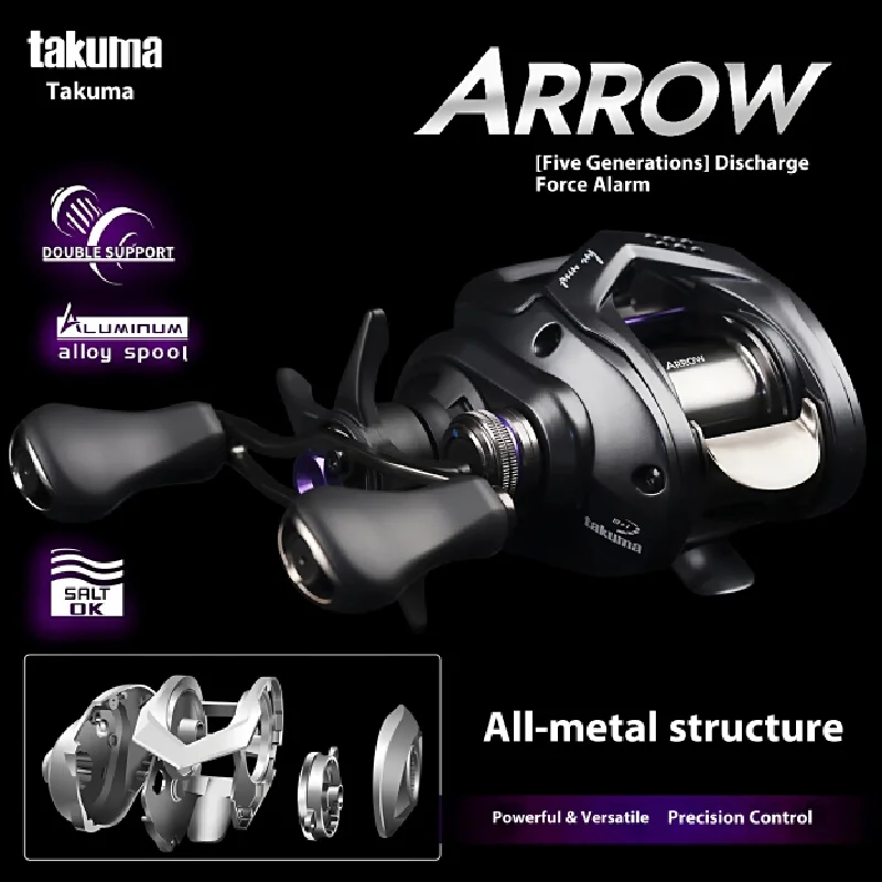 Takuma Arrow 8: 1 Baitcast-Angelrollen, komplett aus Metall, Aluminiumlegierung, 159 g, 5 kg Bremsköderguss-Angelrollen Image