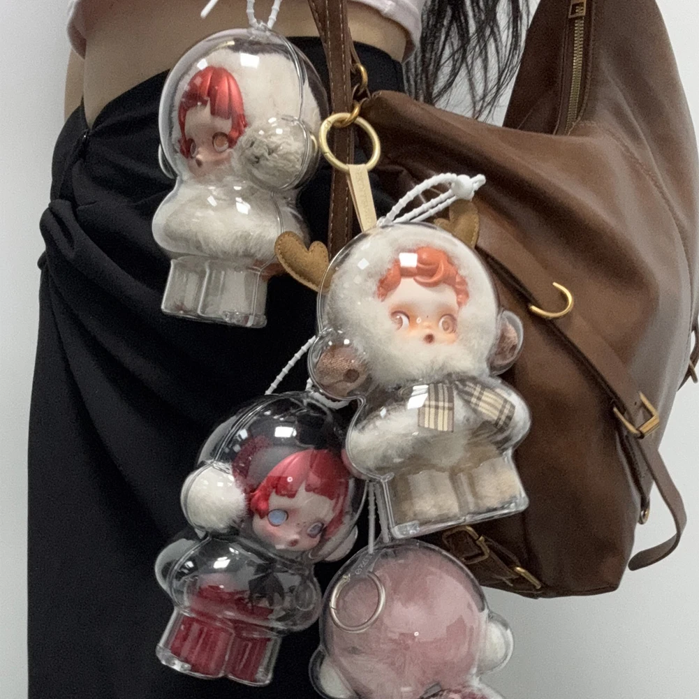 Vitrine mit Totenkopf-Panda-Motiv, Aufbewahrungsschutzhülle mit Sockel, staubdichter Vitrine (Puppe nicht im Lieferumfang enthalten)