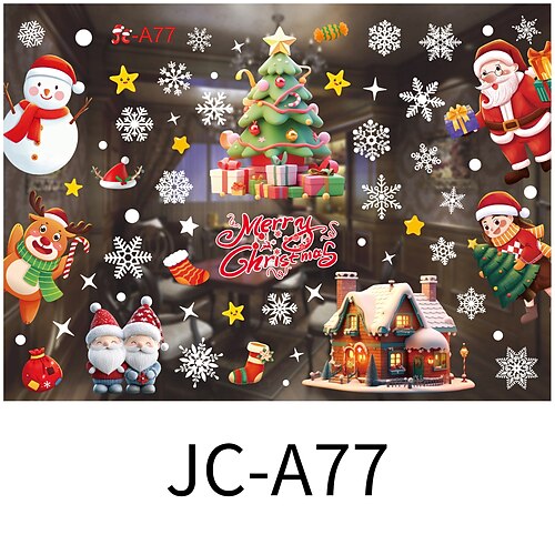 Weihnachts-Fensteraufkleber, Schneeflocken-Fensteraufkleber, abnehmbare, spurlose Weihnachtsdekorationen, Weihnachtsatmosphäre-Dekor Image