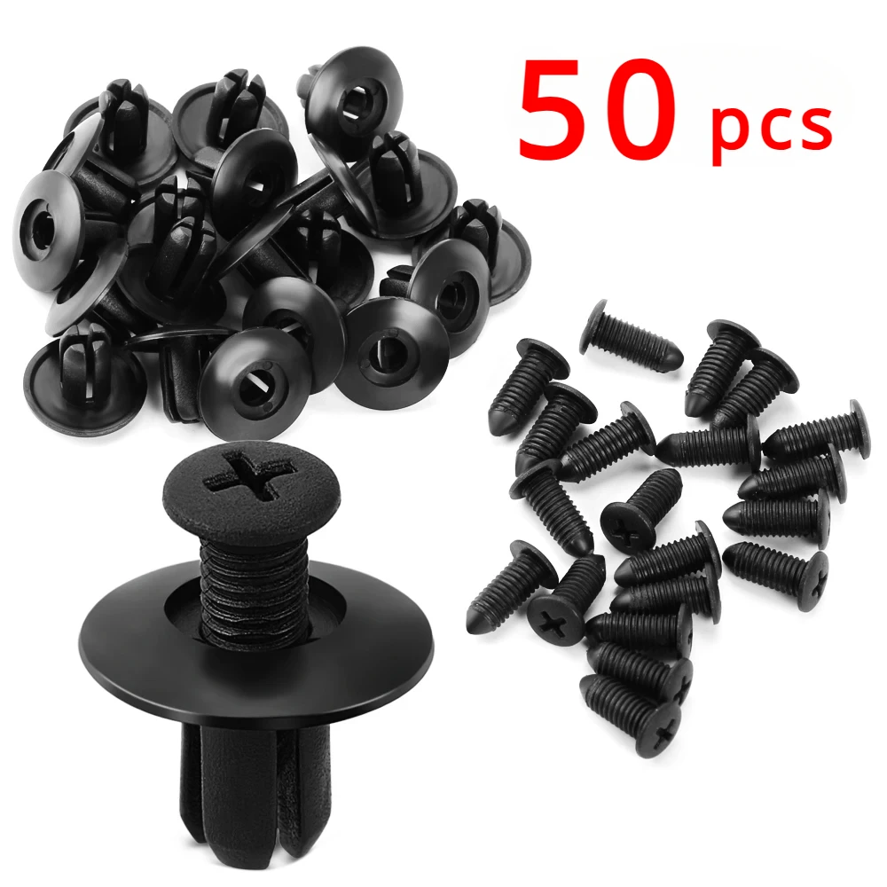100/50 pz 8mm foro rivetto porta Clip di plastica elementi di fissaggio Auto nere foderato copertura barbe rivetto elementi di fissaggio Auto fermo Clip a pressione