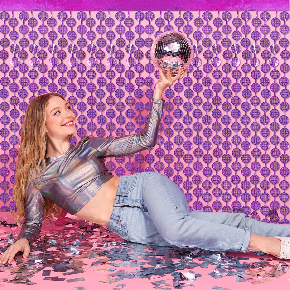 Einzelne Partydekoration, 2 m, bunter Disco-Laserball, Regenseidenvorhang, Geburtstagsfeier, Szene, Dekoration, Requisiten Image