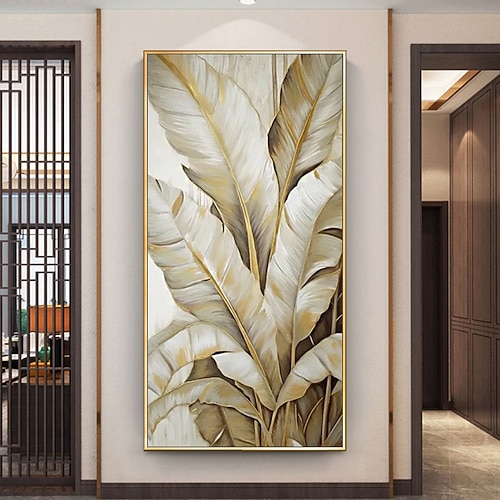 Mintura handgefertigte Bananenblatt-Landschaftsölgemälde auf Leinwand, Wandkunst, Dekoration, moderne abstrakte Bilder für die Inneneinrichtung, gerolltes, rahmenloses, ungedehntes Gemälde Image