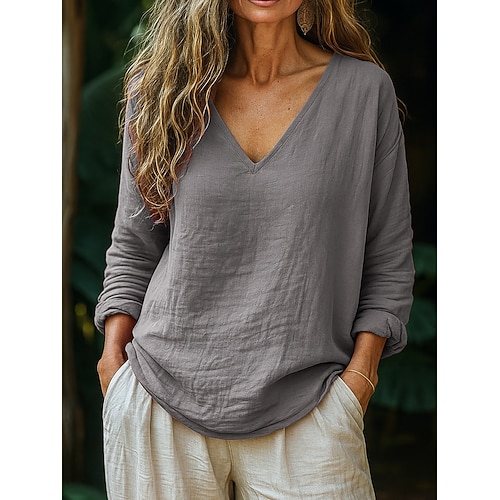 Damen Bluse Stilvoll Retro Vintage Lässig Braun Khaki Rosa Grau Leicht Blau Sommer Frühling Herbst Image