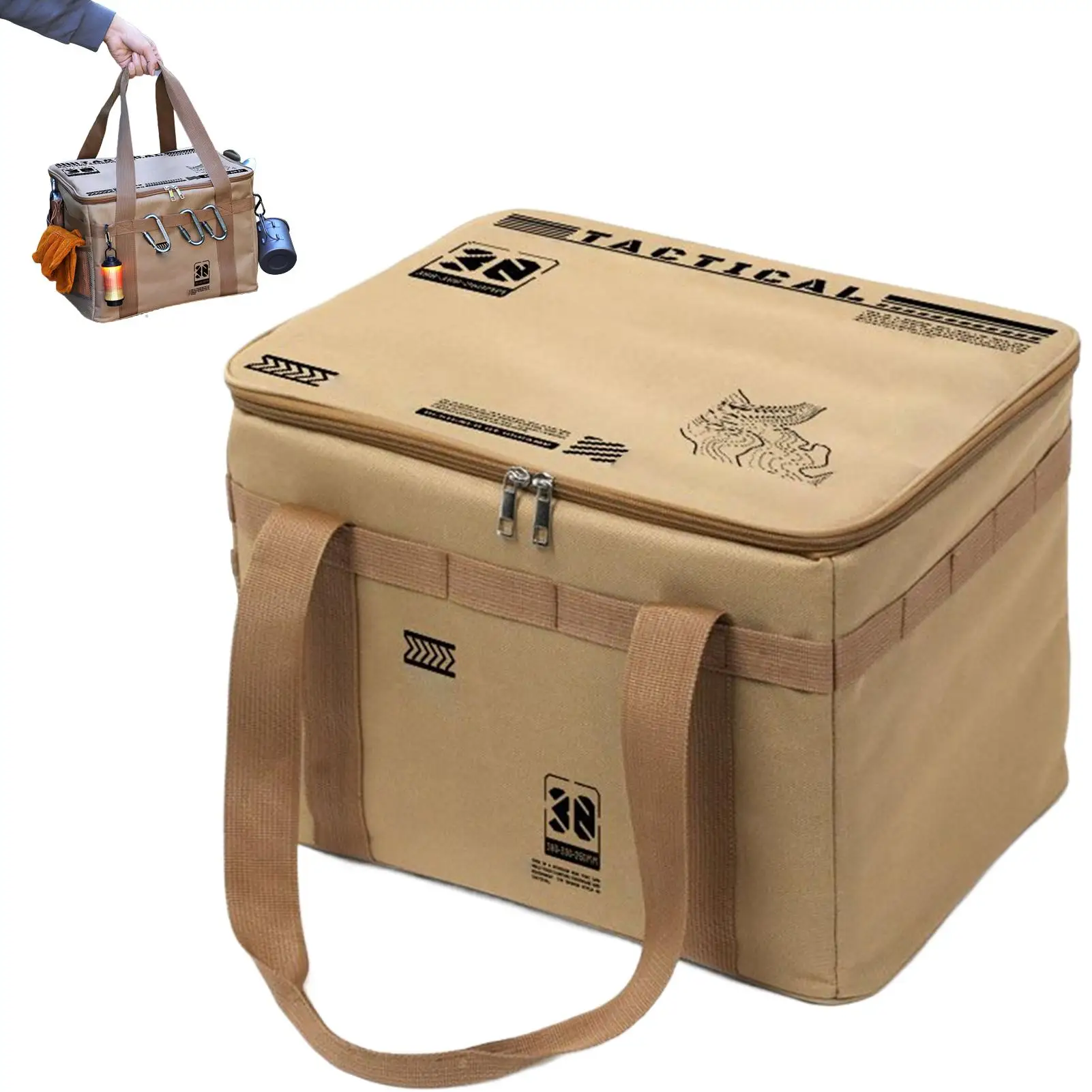 Camping-Aufbewahrungsbox, 30 l, weiches Geschirr und Küchengeschirr, Aufbewahrungsbox, faltbare Organizer-Tasche für Herd, Töpfe, Schüsseln, Campingausrüstung Image